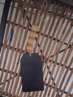 Black Chalkboard Hanging Tag with Natural Wood Beads